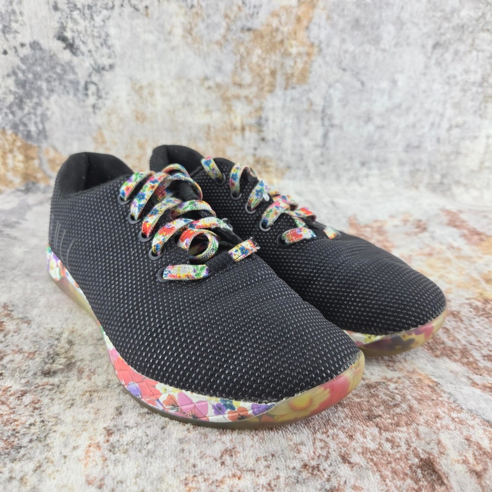 NOBULL Trainer Shoes Womens 6 Black Floral Daisy Outwork SuperFabric Running Gym